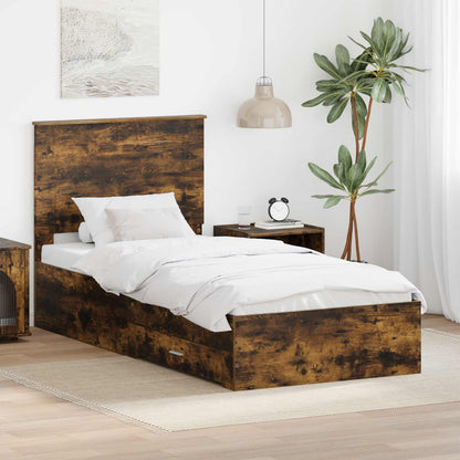 vidaXL Bettrahmen Geräucherte Eiche 100 x 200 cm Holzwerkstoff