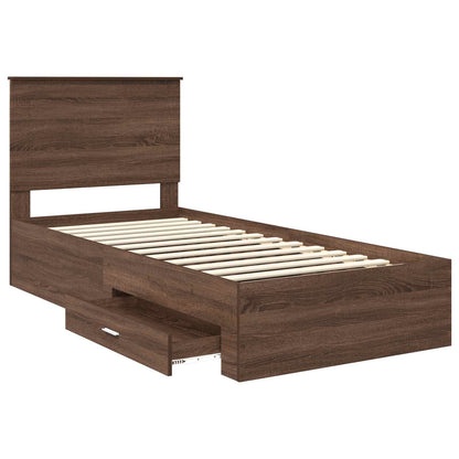 vidaXL Bettrahmen Braune Eiche und Silber 100 x 200 cm Holzwerkstoff