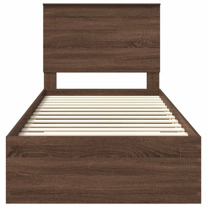 vidaXL Bettrahmen Braune Eiche und Silber 100 x 200 cm Holzwerkstoff