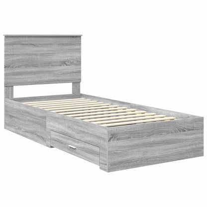 vidaXL Bettrahmen mit Kopfteil Graues Sonoma 90 x 190 cm Holzwerkstoff