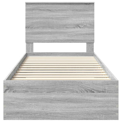 vidaXL Bettrahmen mit Kopfteil Graues Sonoma 90 x 190 cm Holzwerkstoff