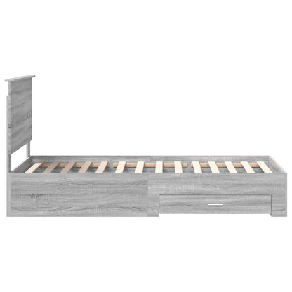 vidaXL Bettrahmen mit Kopfteil Graues Sonoma 90 x 190 cm Holzwerkstoff