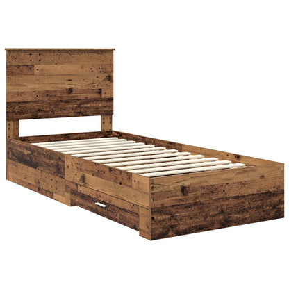 vidaXL Cadre de lit avec tête de lit en bois de récupération 90 x 190 cm en bois d'ingénierie