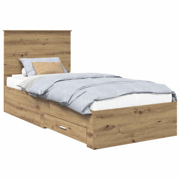 vidaXL Bettrahmen mit Kopfteil Artisan-Eiche 90 x 190 cm Holzwerkstoff