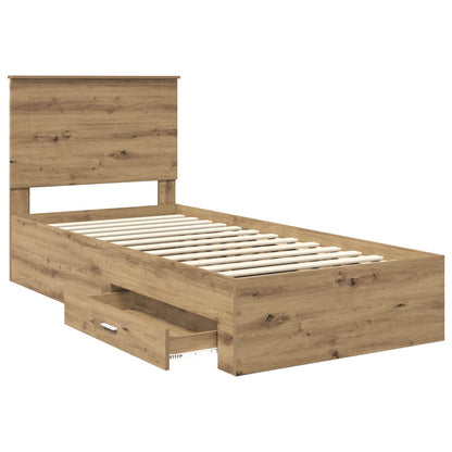 vidaXL Bettrahmen mit Kopfteil Artisan-Eiche 90 x 190 cm Holzwerkstoff