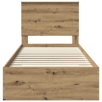 vidaXL Bettrahmen mit Kopfteil Artisan-Eiche 90 x 190 cm Holzwerkstoff