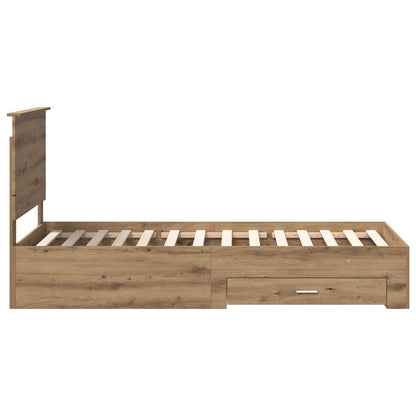 vidaXL Bettrahmen mit Kopfteil Artisan-Eiche 90 x 190 cm Holzwerkstoff