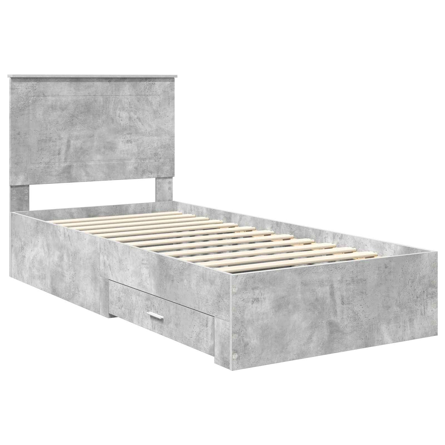 vidaXL Cadre de lit avec tête de lit Gris Béton 90 x 200 cm Bois d'ingénierie