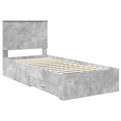 vidaXL Cadre de lit avec tête de lit Gris Béton 90 x 200 cm Bois d'ingénierie