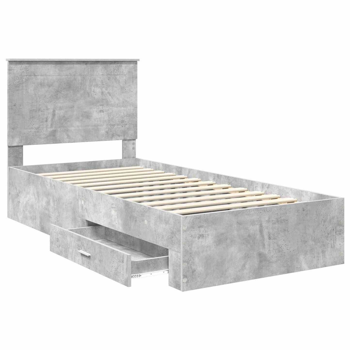 vidaXL Cadre de lit avec tête de lit Gris Béton 90 x 200 cm Bois d'ingénierie
