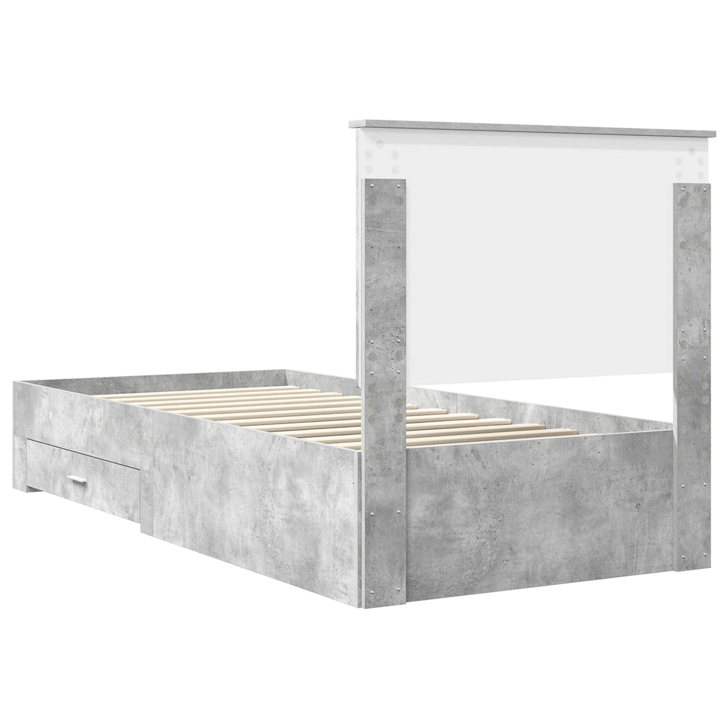 vidaXL Cadre de lit avec tête de lit Gris Béton 90 x 200 cm Bois d'ingénierie