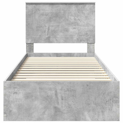vidaXL Cadre de lit avec tête de lit Gris Béton 90 x 200 cm Bois d'ingénierie