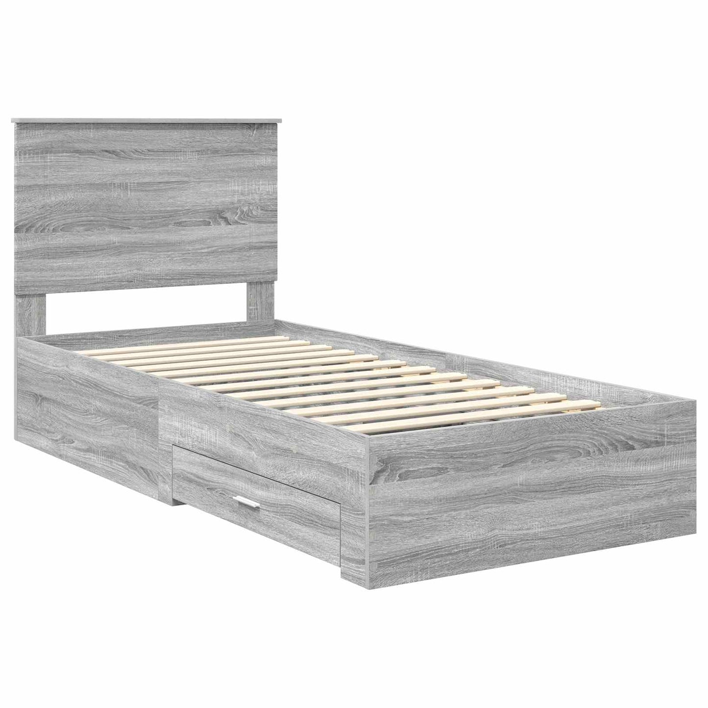 Bettrahmen mit Kopfteil Graues Sonoma 90 x 200 cm Holzwerkstoff