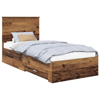 Cadre de lit avec tête de lit vidaXL bois de récupération 90 x 200 cm bois d'ingénierie