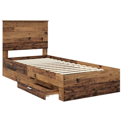 Cadre de lit avec tête de lit vidaXL bois de récupération 90 x 200 cm bois d'ingénierie