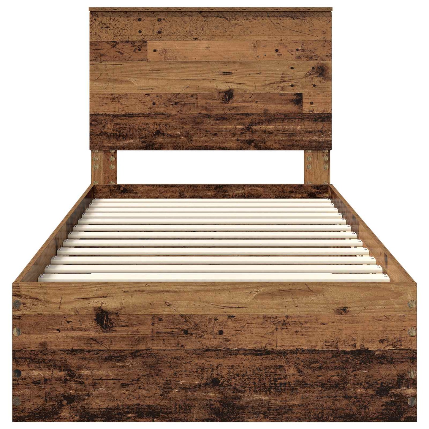 Cadre de lit avec tête de lit vidaXL bois de récupération 90 x 200 cm bois d'ingénierie