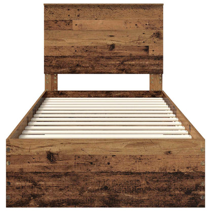 Cadre de lit avec tête de lit vidaXL bois de récupération 90 x 200 cm bois d'ingénierie