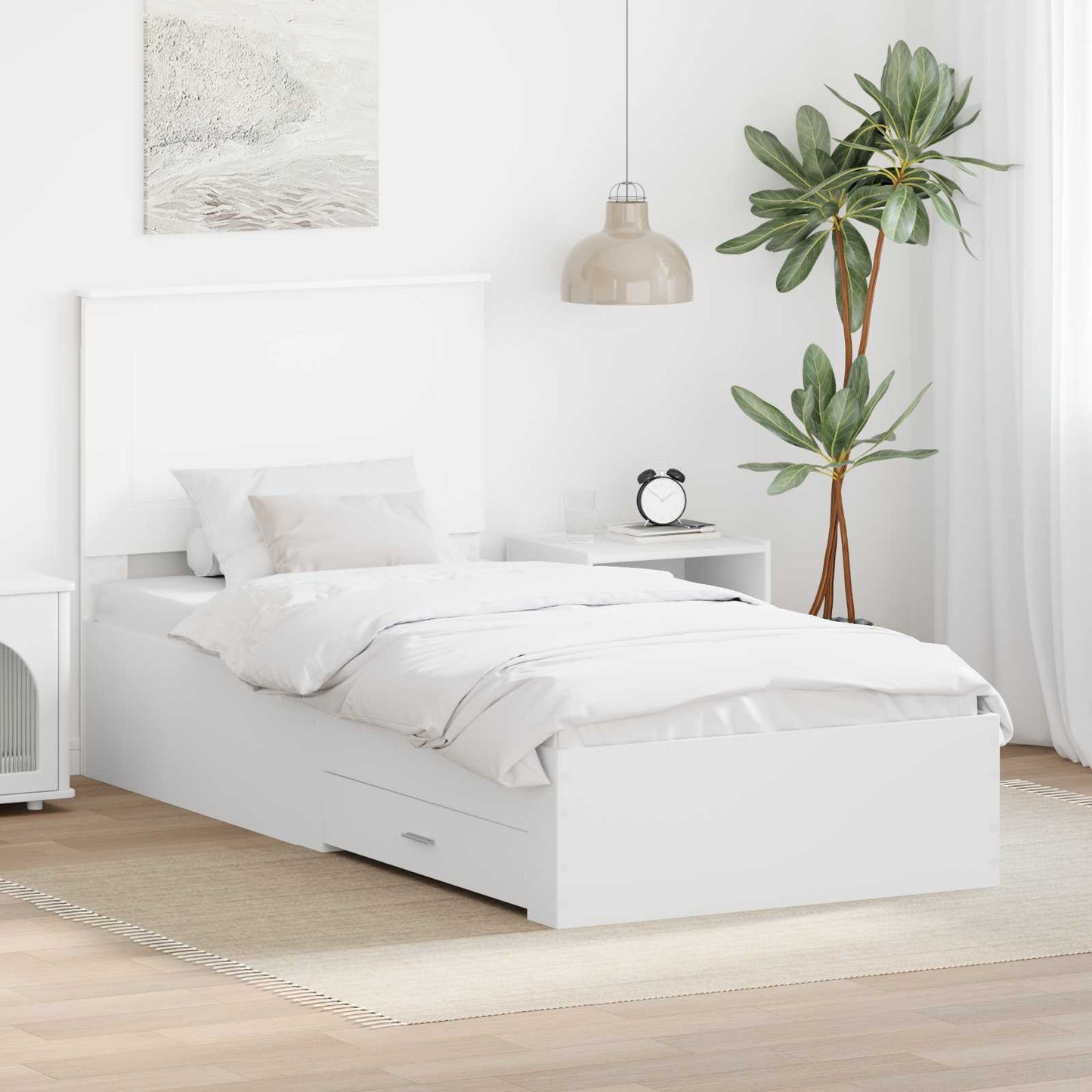 vidaXL Bettrahmen Weiß und Silber 75 x 190 cm Holzwerkstoff