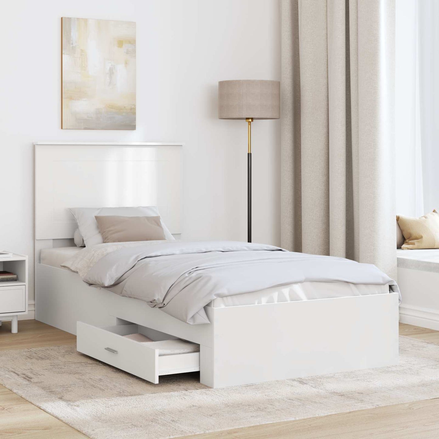 vidaXL Bettrahmen Weiß und Silber 75 x 190 cm Holzwerkstoff