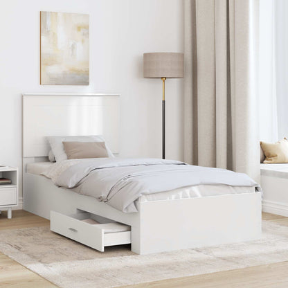 vidaXL Bettrahmen Weiß und Silber 75 x 190 cm Holzwerkstoff