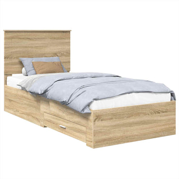 vidaXL Bettrahmen Sonoma Eiche und Silber 75 x 190 cm Holzwerkstoff