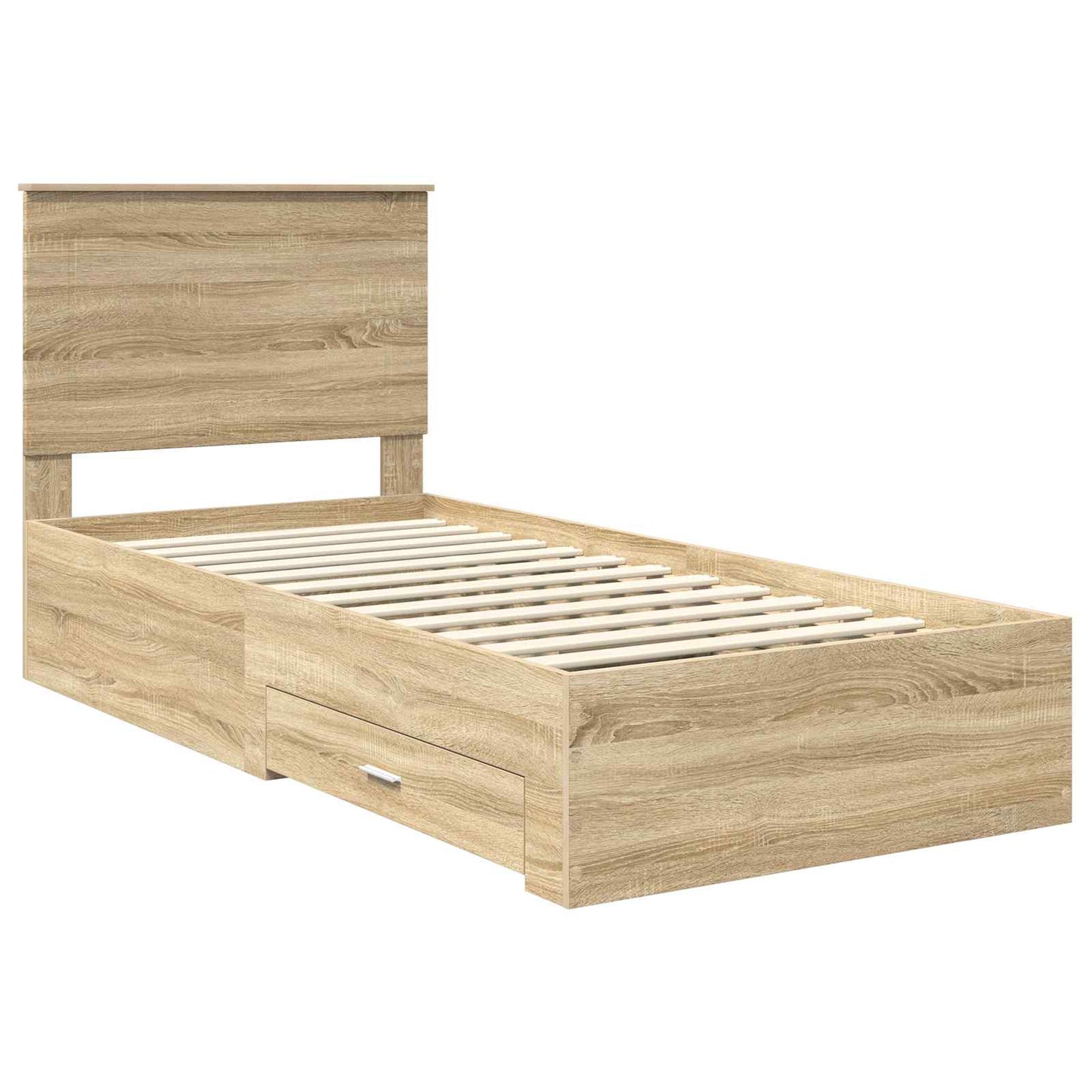 vidaXL Bettrahmen Sonoma Eiche und Silber 75 x 190 cm Holzwerkstoff