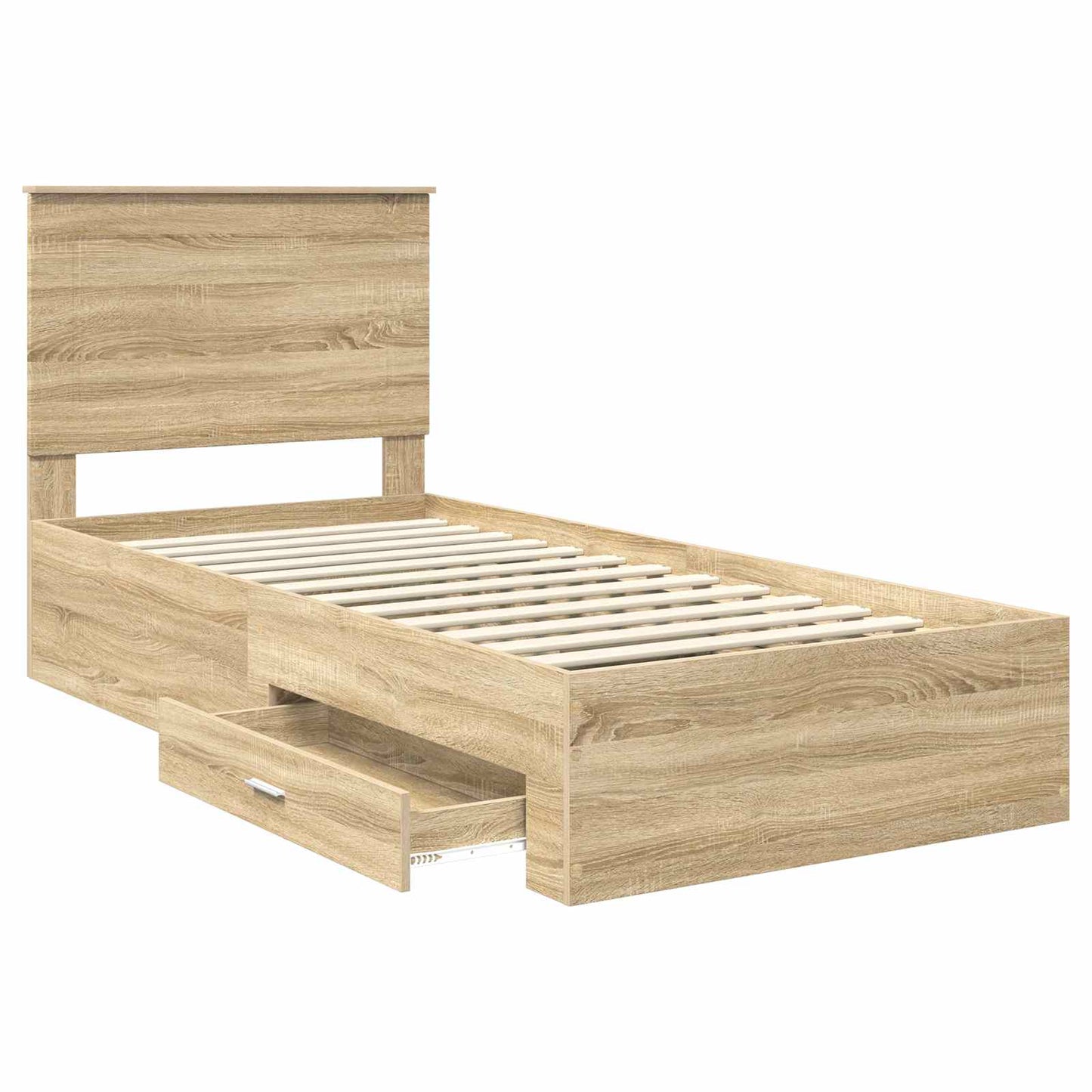 vidaXL Bettrahmen Sonoma Eiche und Silber 75 x 190 cm Holzwerkstoff