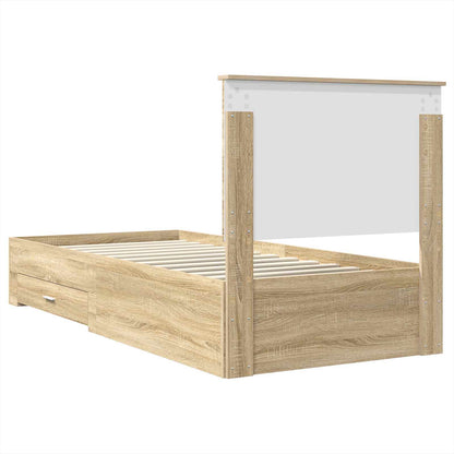 vidaXL Bettrahmen Sonoma Eiche und Silber 75 x 190 cm Holzwerkstoff