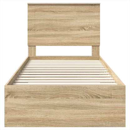 vidaXL Bettrahmen Sonoma Eiche und Silber 75 x 190 cm Holzwerkstoff
