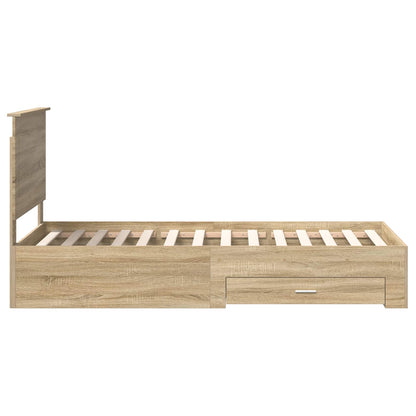 vidaXL Bettrahmen Sonoma Eiche und Silber 75 x 190 cm Holzwerkstoff