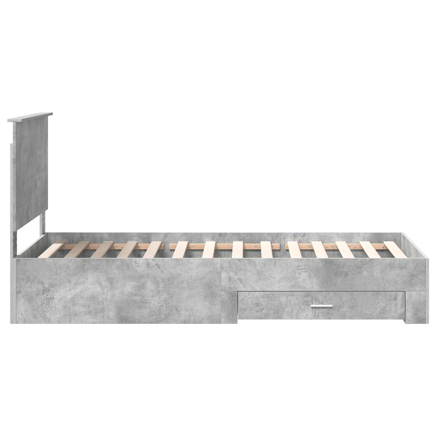 Bettrahmen Beton Grau und Silber 75 x 190 cm Holzwerkstoff