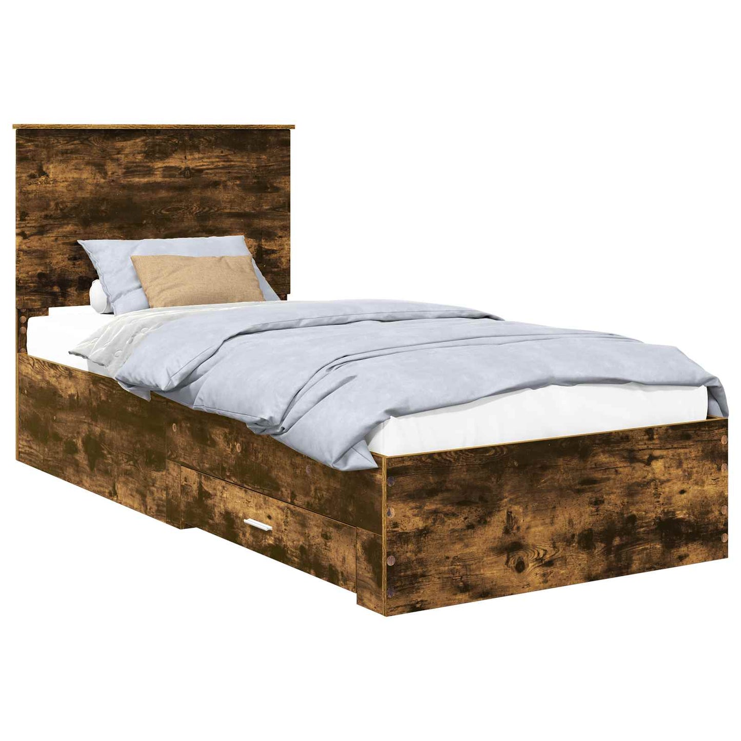 vidaXL Bettrahmen Rauchige Eiche und Silber 75 x 190 cm Holzwerkstoff