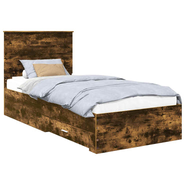 vidaXL Bettrahmen Rauchige Eiche und Silber 75 x 190 cm Holzwerkstoff