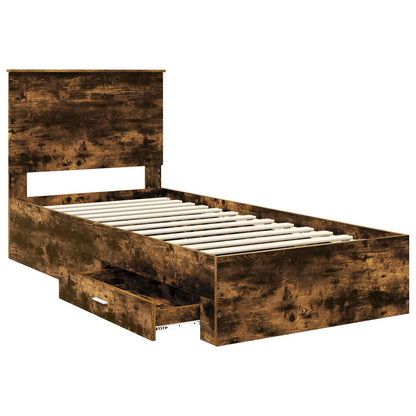 vidaXL Bettrahmen Rauchige Eiche und Silber 75 x 190 cm Holzwerkstoff