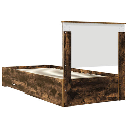 vidaXL Bettrahmen Rauchige Eiche und Silber 75 x 190 cm Holzwerkstoff