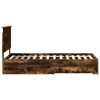 vidaXL Bettrahmen Rauchige Eiche und Silber 75 x 190 cm Holzwerkstoff