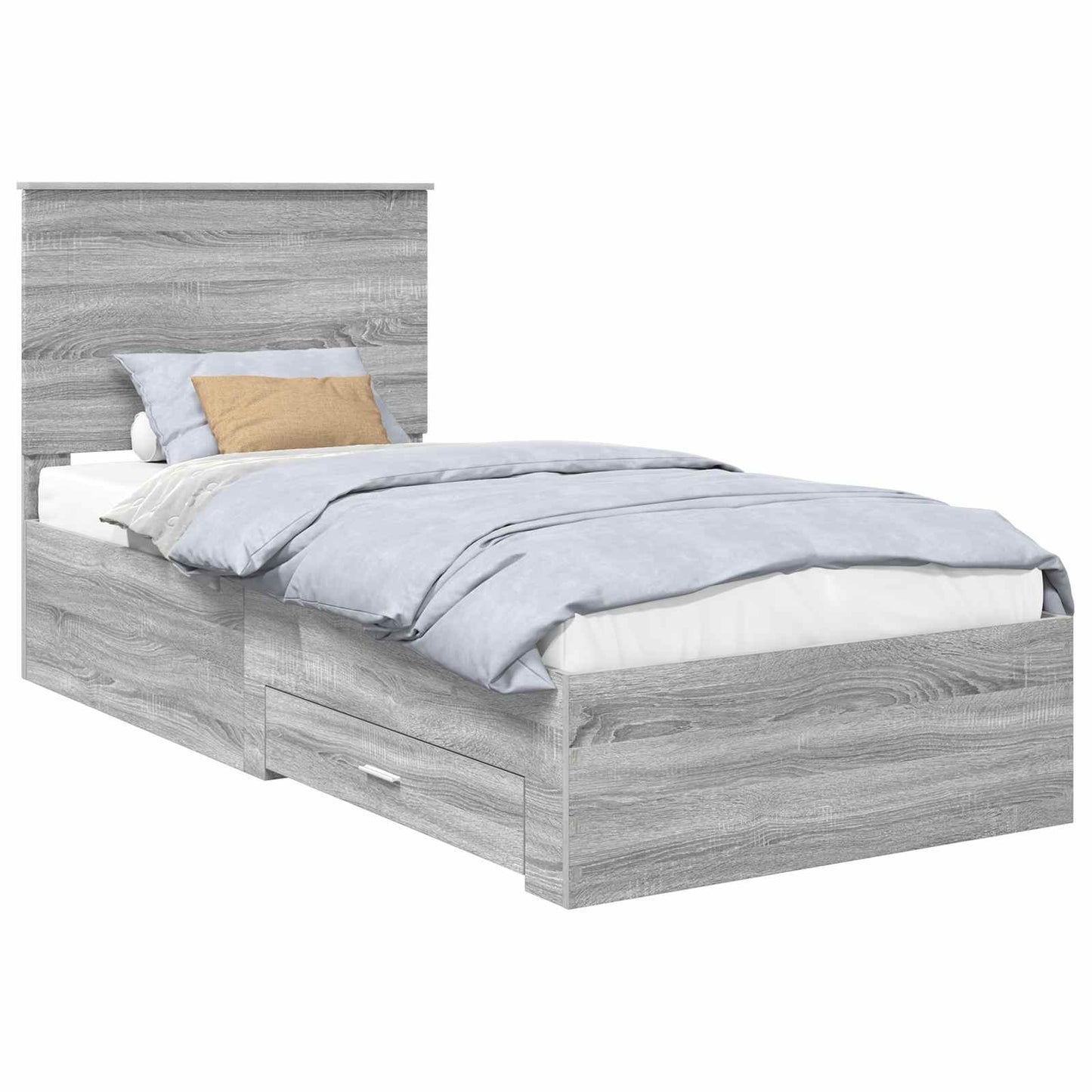 vidaXL Bettrahmen Graue Sonoma und Silber 75 x 190 cm Holzwerkstoff