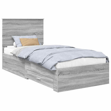 vidaXL Bettrahmen Graue Sonoma und Silber 75 x 190 cm Holzwerkstoff