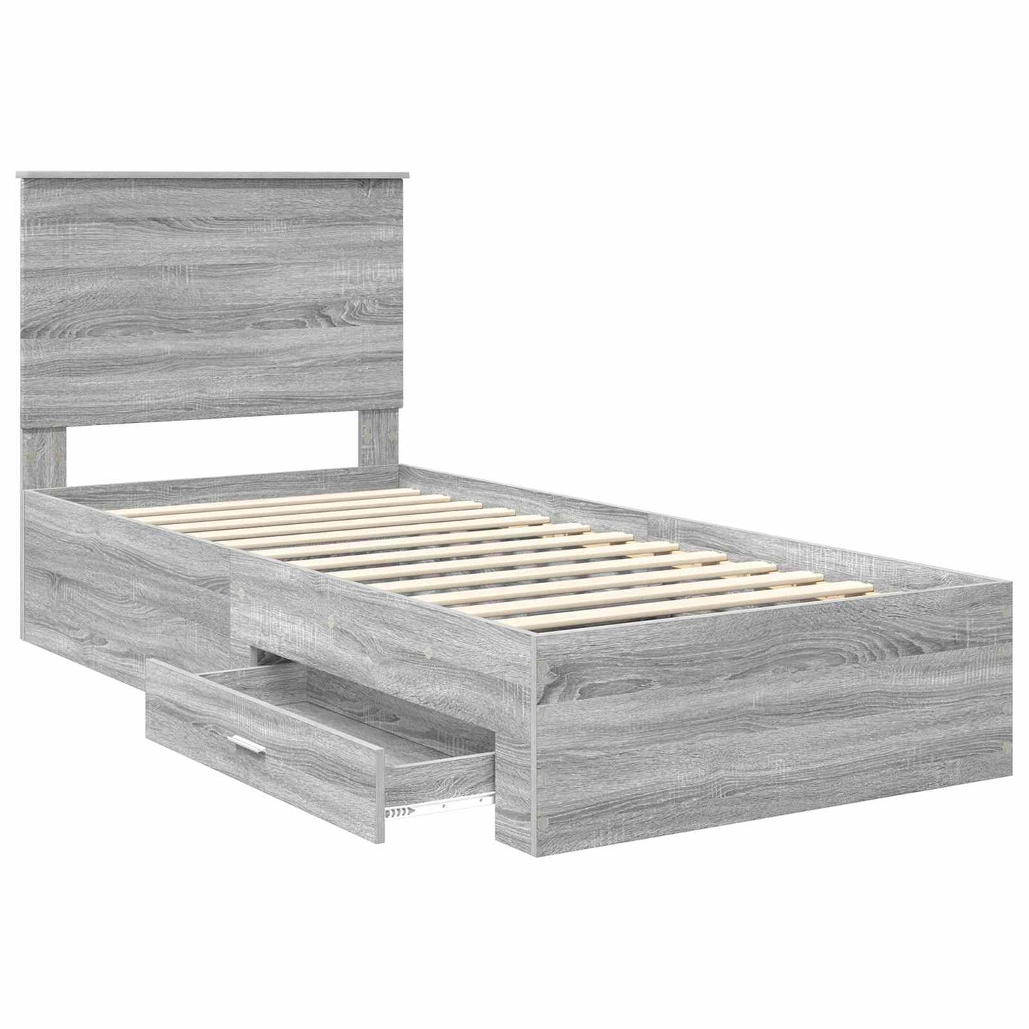 vidaXL Bettrahmen Graue Sonoma und Silber 75 x 190 cm Holzwerkstoff