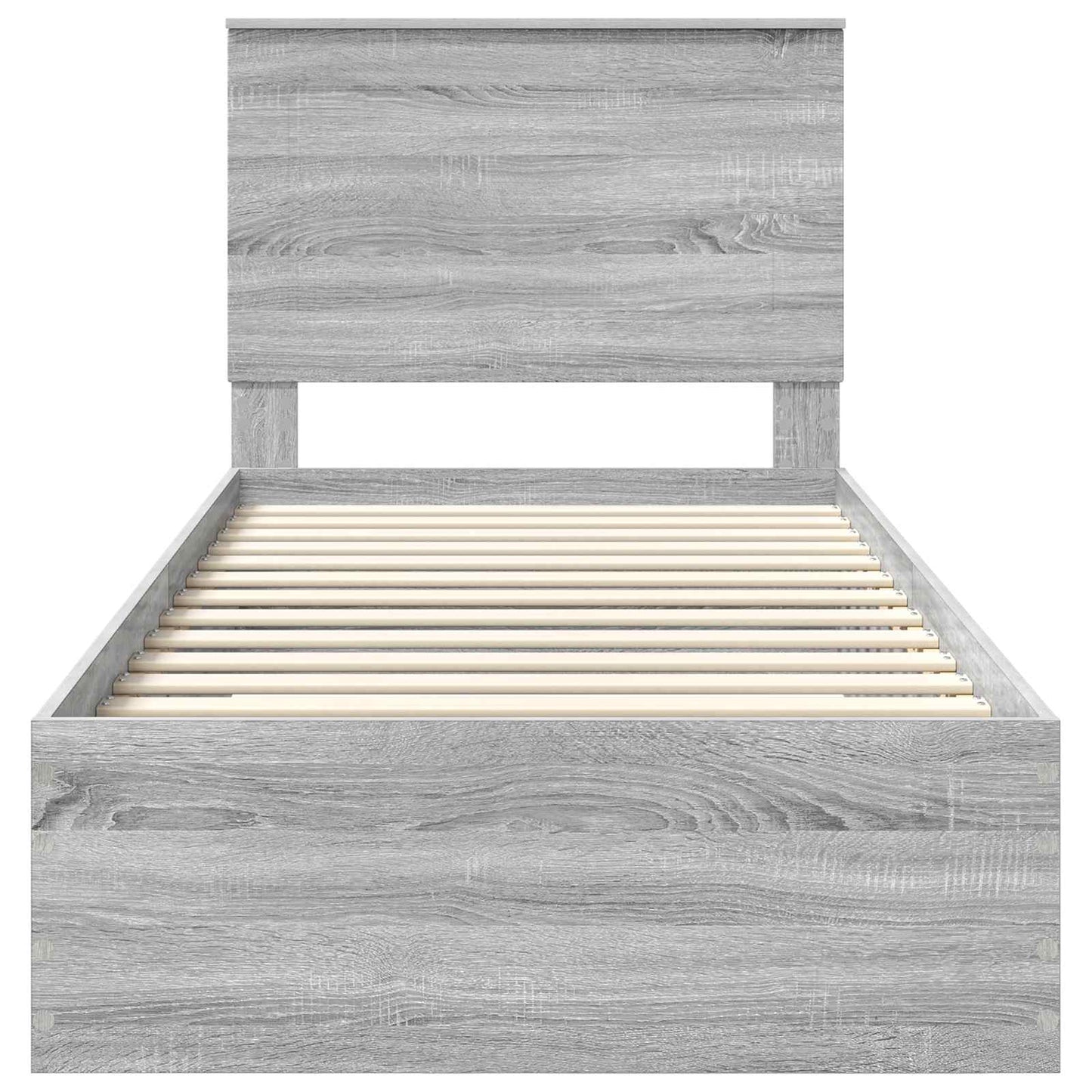 vidaXL Bettrahmen Graue Sonoma und Silber 75 x 190 cm Holzwerkstoff