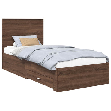 vidaXL Bettrahmen Braune Eiche und Silber 75 x 190 cm Holzwerkstoff