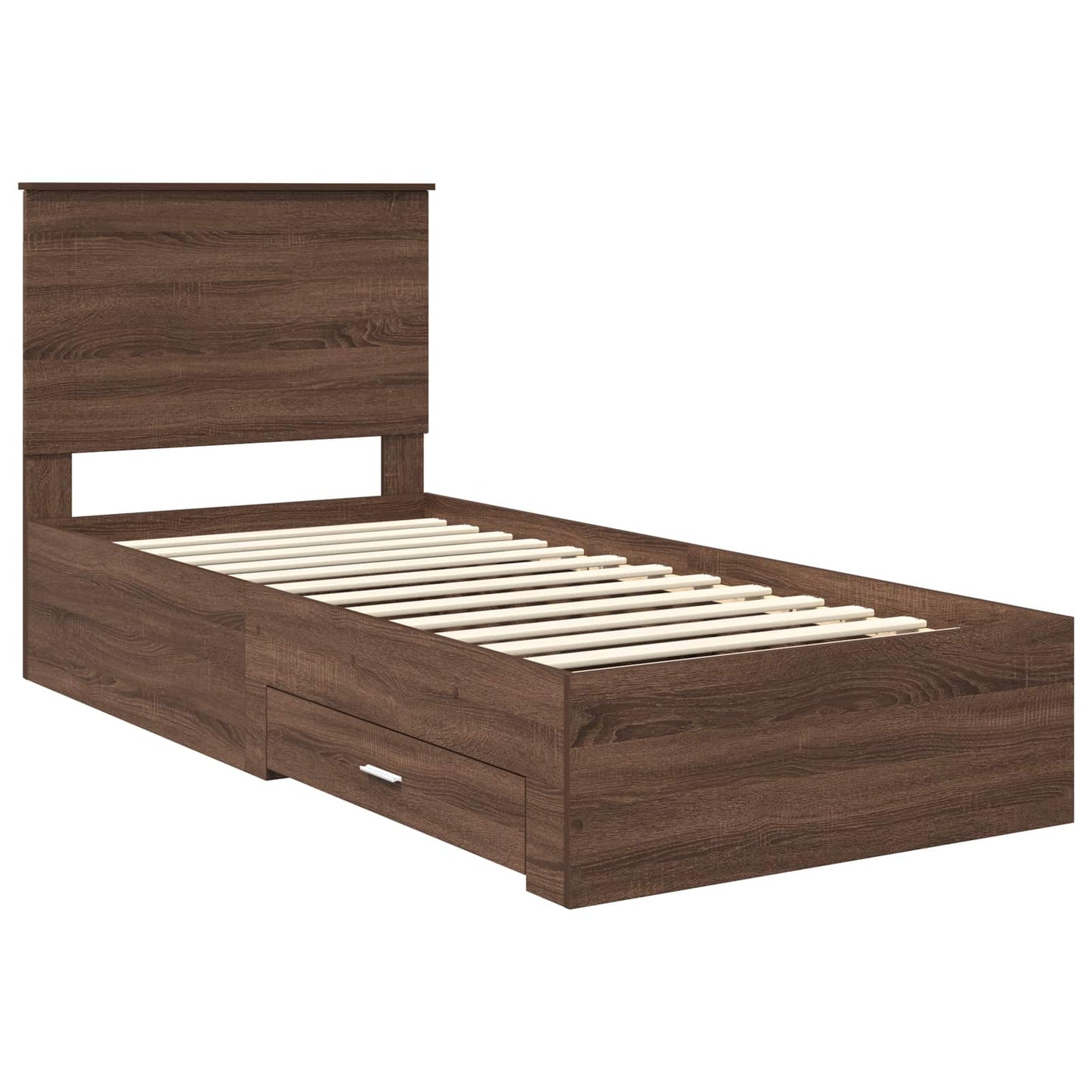 vidaXL Bettrahmen Braune Eiche und Silber 75 x 190 cm Holzwerkstoff