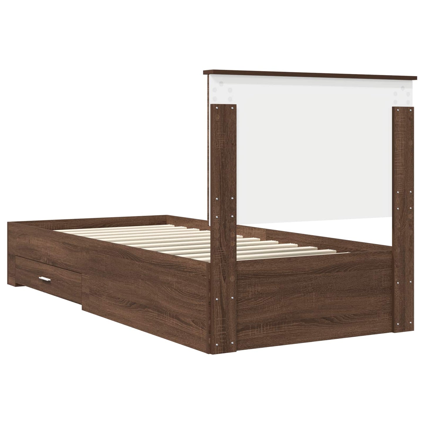 vidaXL Bettrahmen Braune Eiche und Silber 75 x 190 cm Holzwerkstoff