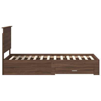 vidaXL Bettrahmen Braune Eiche und Silber 75 x 190 cm Holzwerkstoff
