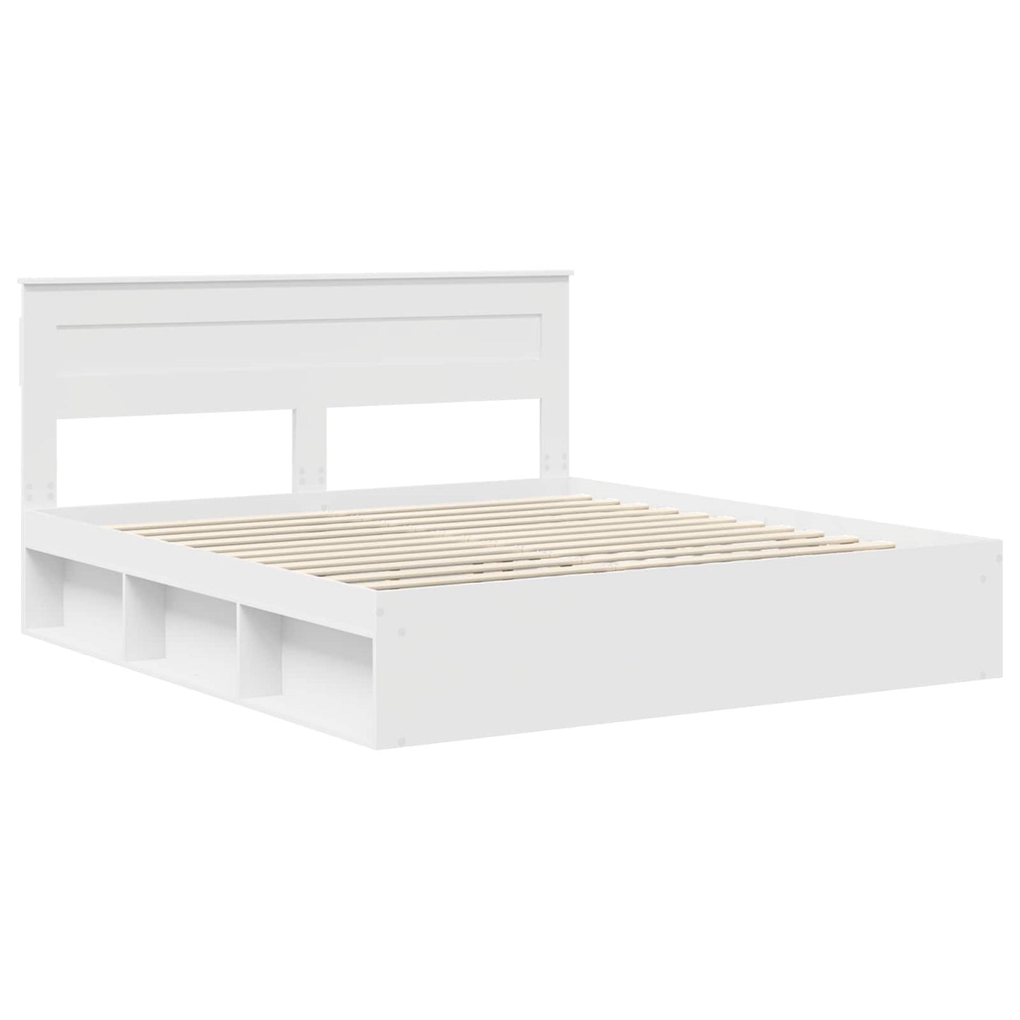vidaXL Bettrahmen mit Kopfteil Weiß 200 x 200 cm Massives Kiefernholz