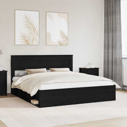 vidaXL Bettrahmen Schwarz 200 x 200 cm Massives Kiefernholz