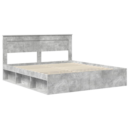 vidaXL Bettrahmen mit Kopfteil Beton 200 x 200 cm Massives Kiefernholz