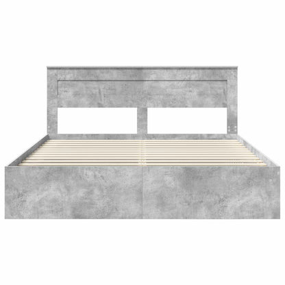 vidaXL Bettrahmen mit Kopfteil Beton 200 x 200 cm Massives Kiefernholz