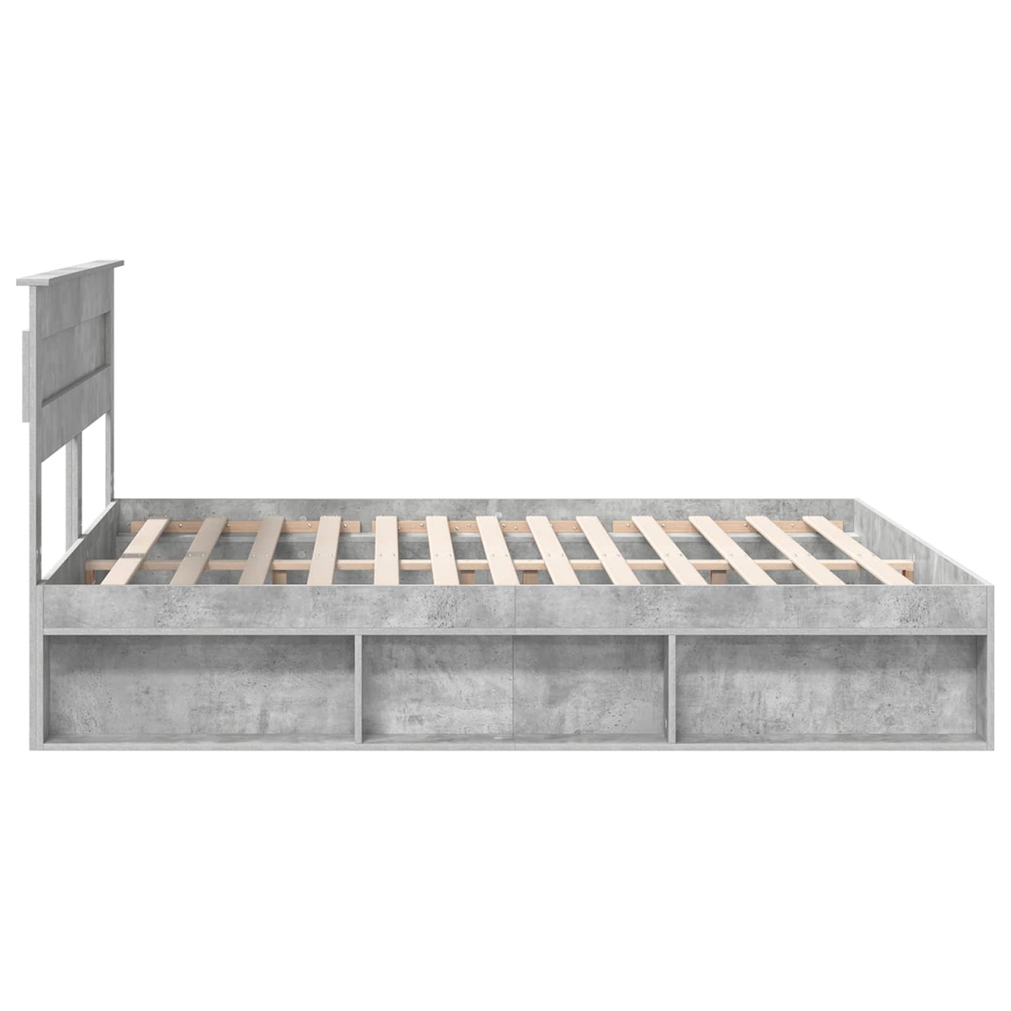 vidaXL Bettrahmen mit Kopfteil Beton 200 x 200 cm Massives Kiefernholz