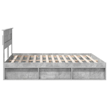 vidaXL Bettrahmen mit Kopfteil Beton 200 x 200 cm Massives Kiefernholz